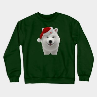 Festive Cute Cartoon Style Samoyed Dog With Santa Hat Crewneck Sweatshirt